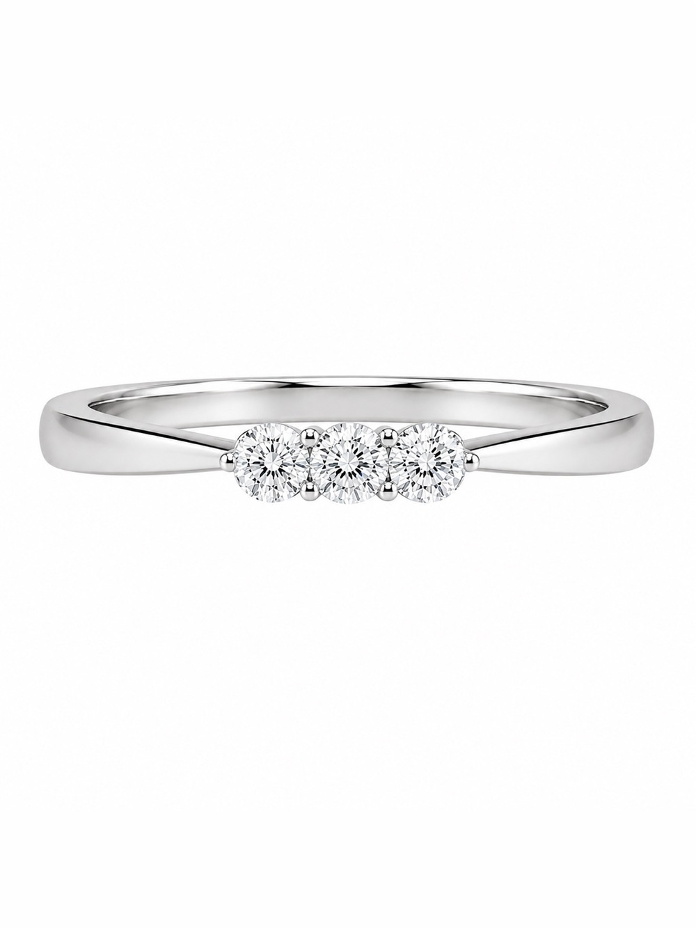 10K White Gold Natural Diamond Three Stone Anniversary Ring Womens Estate Size 4